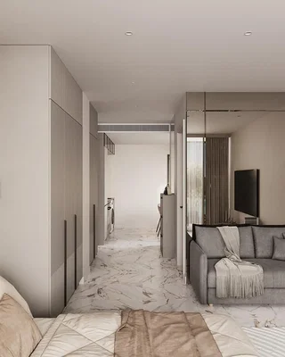 Küche; küchengeräte, holzboden, tageslicht, moderner stil