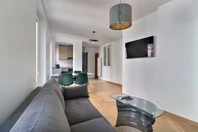 Kitchen; kitchen appliances, wood floor, natural light, modern style