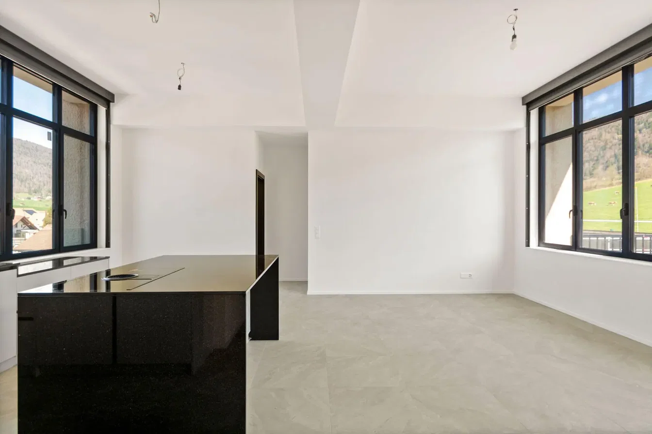 Salon; parquet, lumière naturelle, style moderne