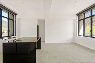 Salon; parquet, lumière naturelle, style moderne