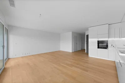 Küche; küchengeräte, holzboden, tageslicht, moderner stil