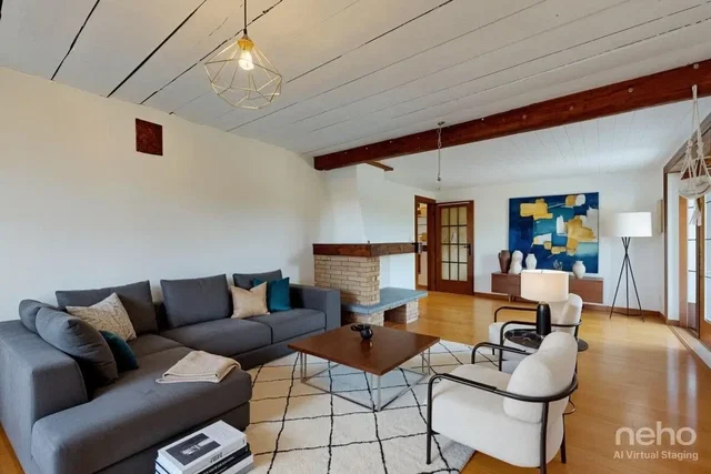 Küche; küchengeräte, holzboden, tageslicht, moderner stil