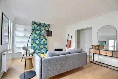 Kitchen; kitchen appliances, wood floor, natural light, modern style