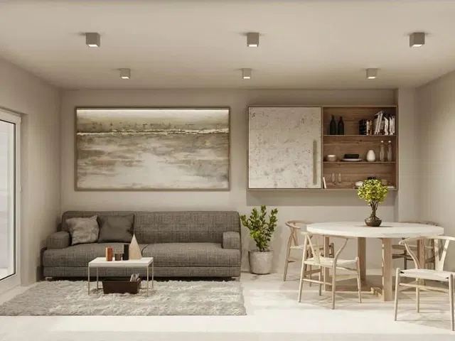 Cozinha; eletrodomésticos, chão de madeira, luz natural, estilo moderno