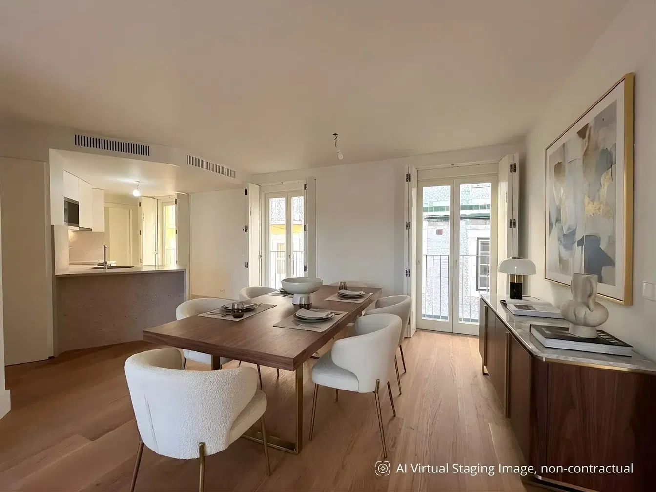 Küche; küchengeräte, holzboden, tageslicht, moderner stil