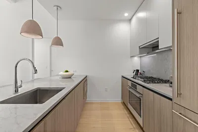 Cuisine; électroménager, parquet, lumière naturelle, style moderne