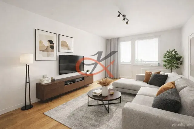 Living room; wood floor, natural light, modern style