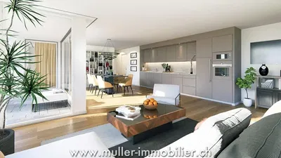 Cuisine; électroménager, parquet, lumière naturelle, style moderne