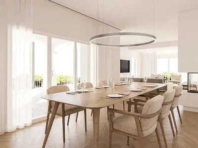 Küche; küchengeräte, holzboden, tageslicht, moderner stil