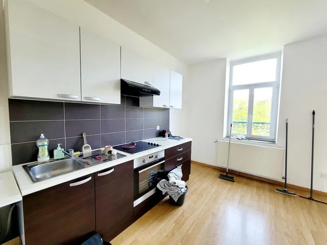 Kuchyně; kuchyňské spotřebiče, dřevěná podlaha, přirozené světlo, moderní styl