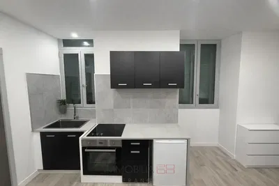 Cuisine; électroménager, parquet, lumière naturelle, style moderne