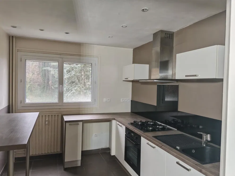 Cuisine; électroménager, parquet, lumière naturelle, style moderne