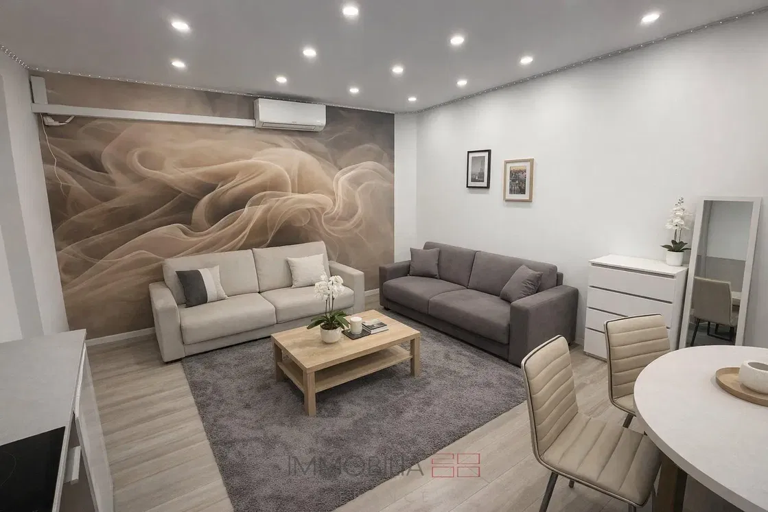 Salon; parquet, lumière naturelle, style moderne