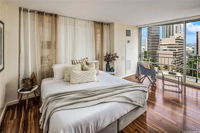 Kitchen; kitchen appliances, wood floor, natural light, modern style