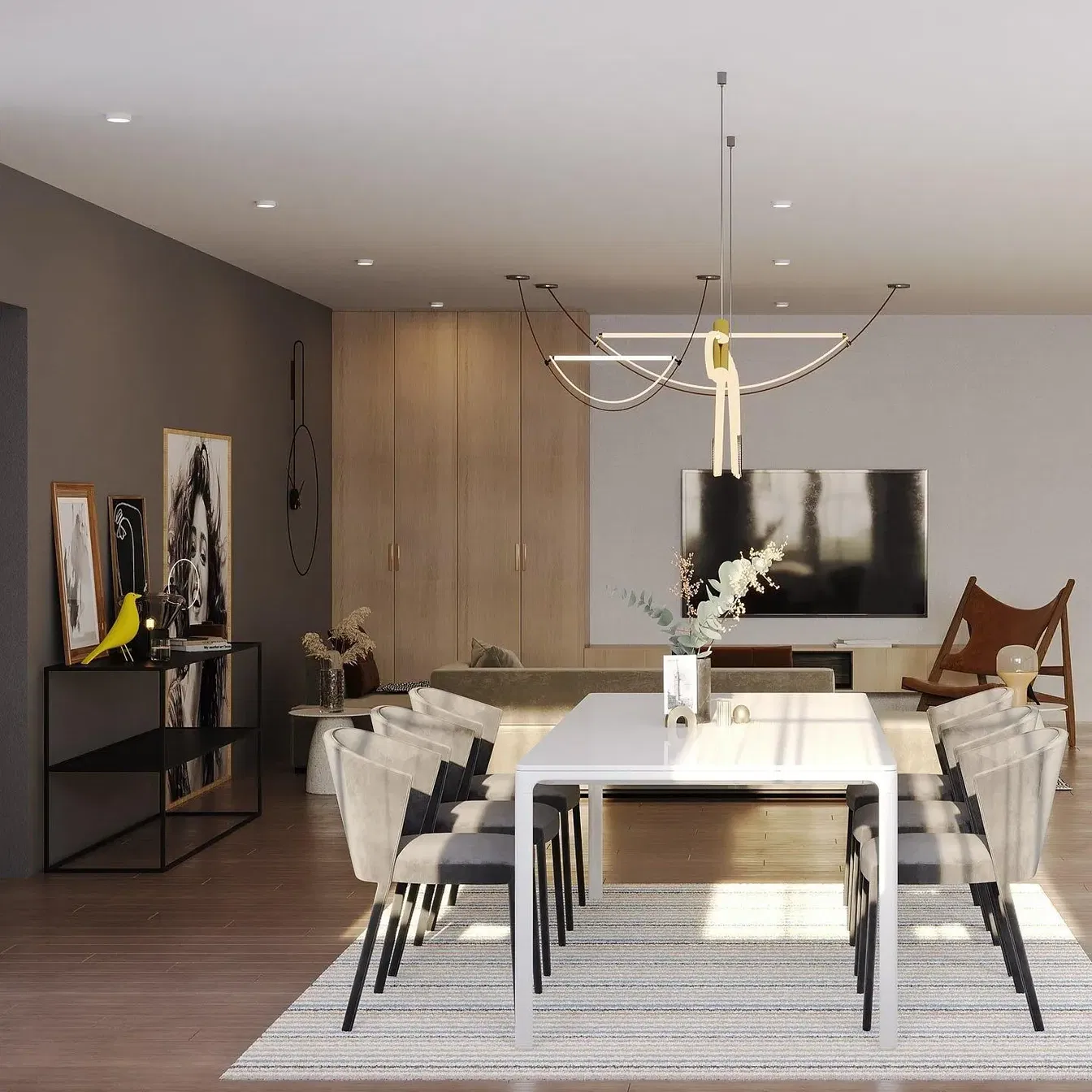 Küche; küchengeräte, holzboden, tageslicht, moderner stil