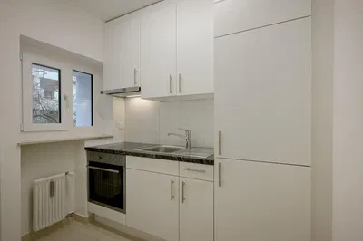 Cucina; elettrodomestici, pavimento in legno, luce naturale, stile moderno