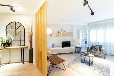 Kitchen; kitchen appliances, wood floor, natural light, modern style