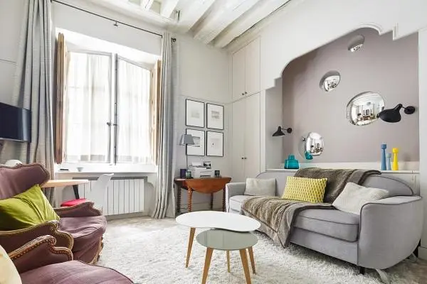 Kitchen; kitchen appliances, wood floor, natural light, modern style