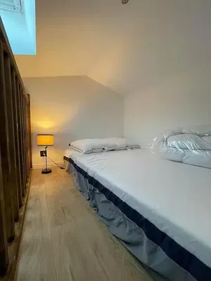 Kuchyně; kuchyňské spotřebiče, dřevěná podlaha, přirozené světlo, moderní styl