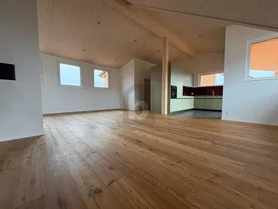 Wohnzimmer; holzboden, tageslicht, moderner stil