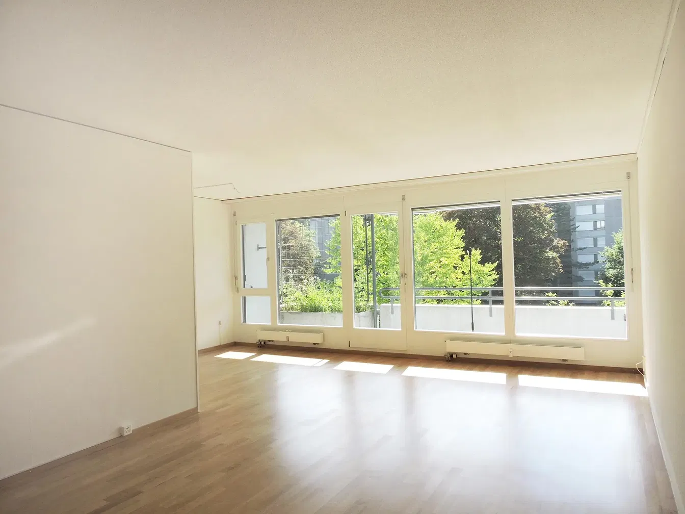 Kuhinja; kuhinjski aparati, drveni pod, prirodno svjetlo, moderni stil