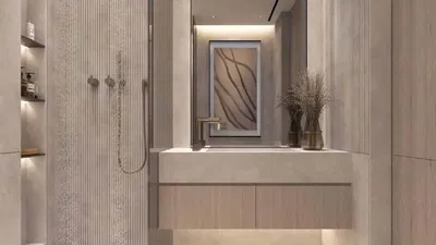 Küche; küchengeräte, holzboden, tageslicht, moderner stil