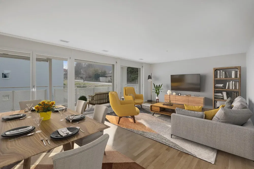 Kuhinja; kuhinjski aparati, drveni pod, prirodno svjetlo, moderni stil