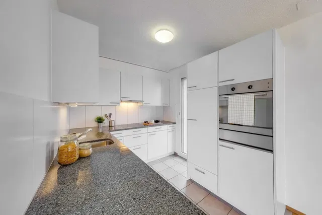 Kuhinja; kuhinjski aparati, drveni pod, prirodno svjetlo, moderni stil