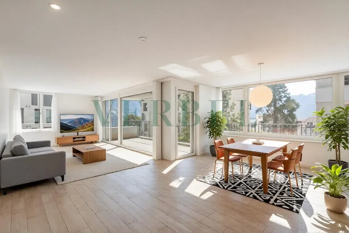 Salon; parquet, lumière naturelle, style moderne