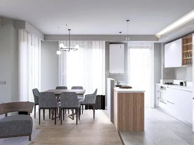 Σαλόνι; ξύλινο πάτωμα, φυσικό φως, μοντέρνο στυλ