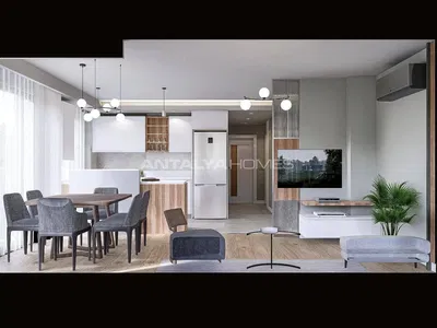 Κουζίνα; συσκευές κουζίνας, ξύλινο πάτωμα, φυσικό φως, μοντέρνο στυλ