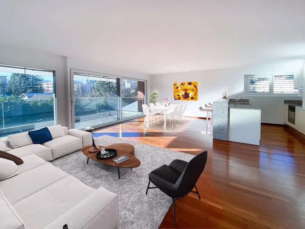 Cuisine; électroménager, parquet, lumière naturelle, style moderne