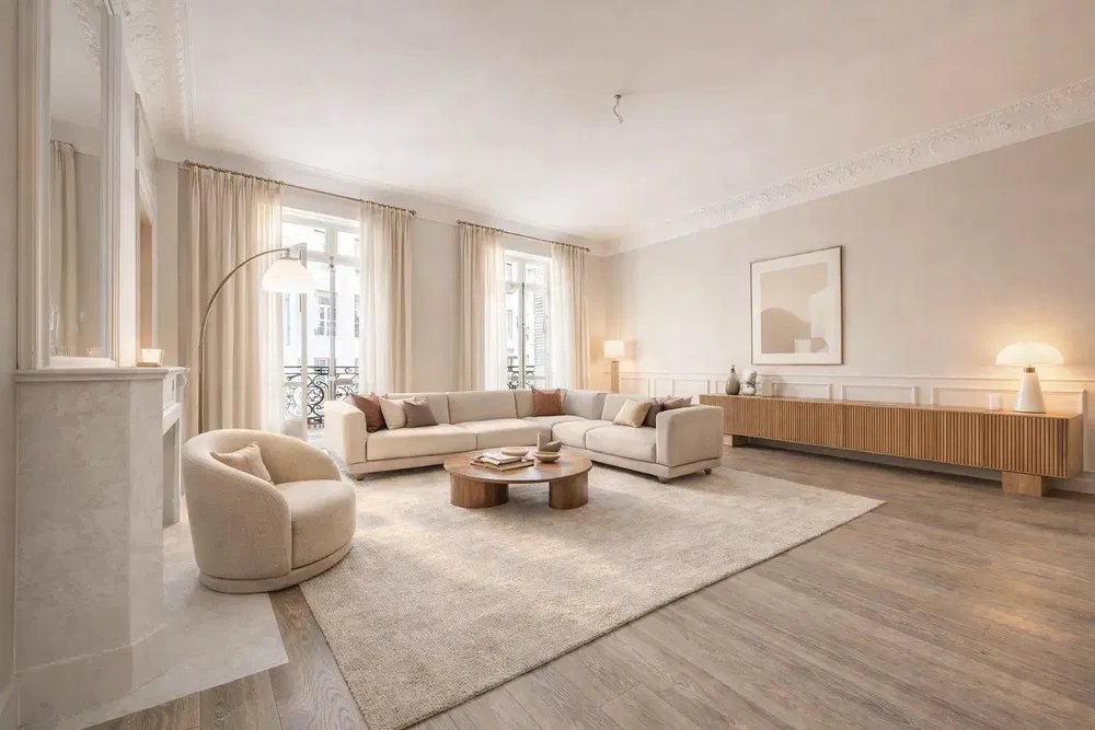 Cuisine; électroménager, parquet, lumière naturelle, style moderne