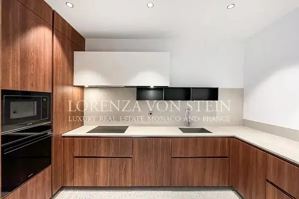 Cozinha; eletrodomésticos, chão de madeira, luz natural, estilo moderno