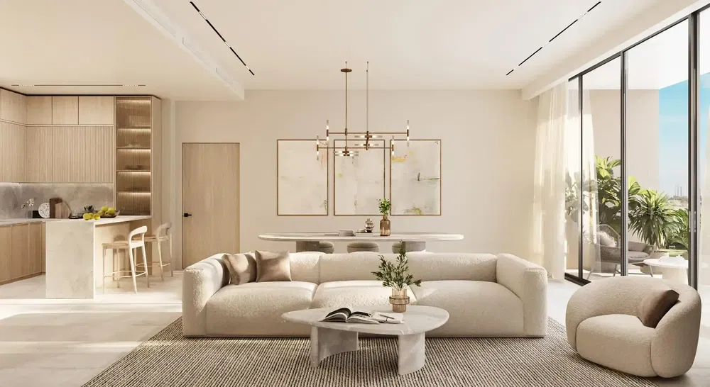 Κουζίνα; συσκευές κουζίνας, ξύλινο πάτωμα, φυσικό φως, μοντέρνο στυλ