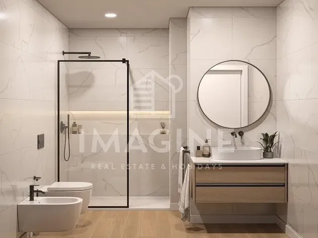 Kitchen; kitchen appliances, wood floor, natural light, modern style