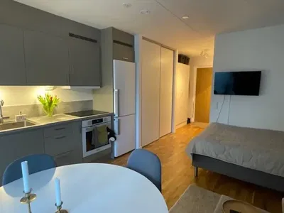 Cuisine; électroménager, parquet, lumière naturelle, style moderne