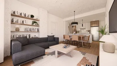 Küche; küchengeräte, holzboden, tageslicht, moderner stil