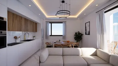 Kuhinja; kućanski aparati, drveni pod, prirodna svjetlost, moderan stil