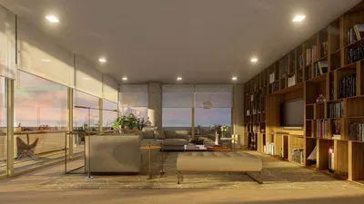 Küche; küchengeräte, holzboden, tageslicht, moderner stil