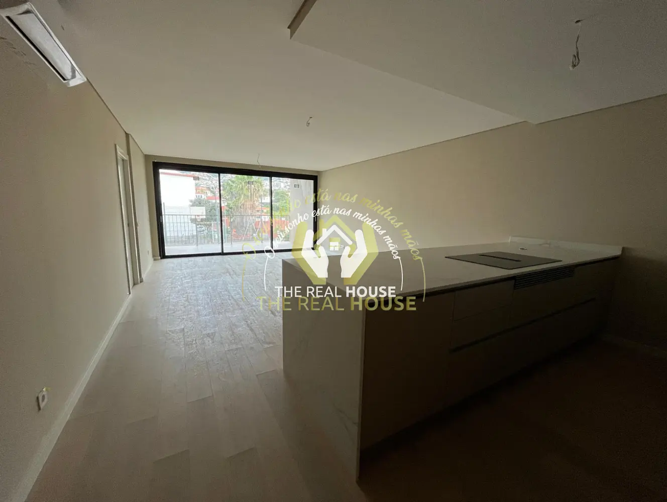 Kuhinja; kuhinjski aparati, drveni pod, prirodno svjetlo, moderni stil