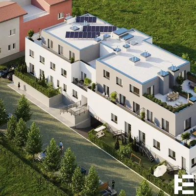 Keuken; keukenapparatuur, houten vloer, natuurlijk licht, moderne stijl