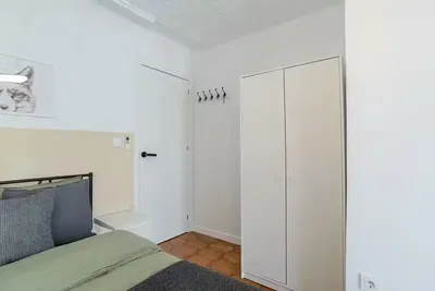 Kitchen; kitchen appliances, wood floor, natural light, modern style