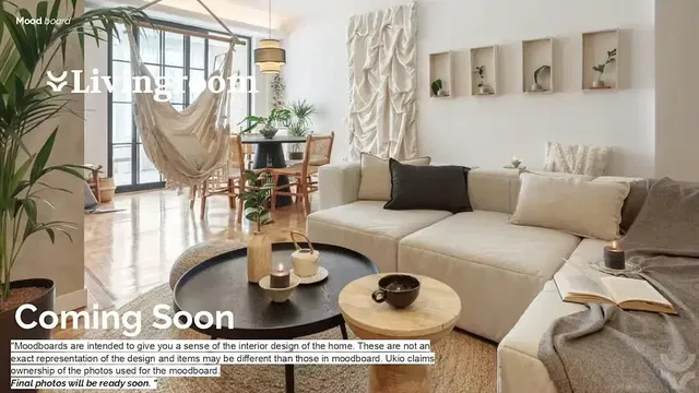 Woonkamer; houten vloer, natuurlijk licht, moderne stijl