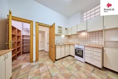 Kuhinja; kućanski aparati, drveni pod, prirodna svjetlost, moderan stil