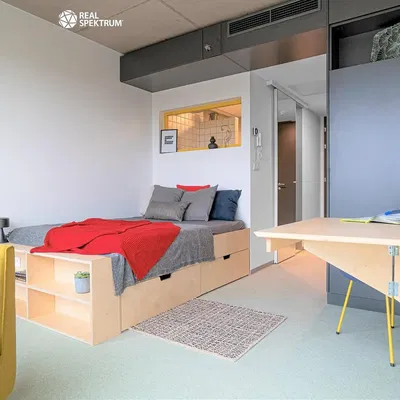 Кухня; кухненски уреди, дървен под, естествена светлина, модерен стил