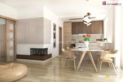 Keuken; keukenapparatuur, houten vloer, natuurlijk licht, moderne stijl