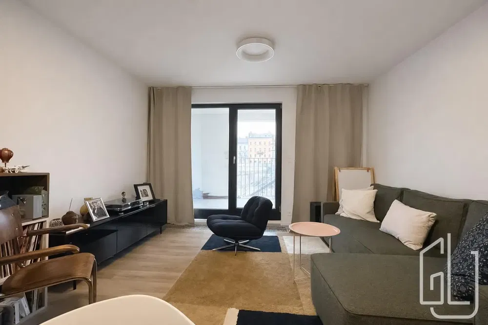 Living room; wood floor, natural light, modern style