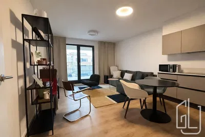 Living room; wood floor, natural light, modern style