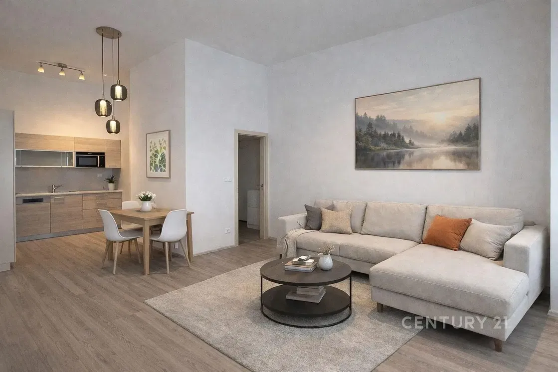 Кухня; кухненски уреди, дървен под, естествена светлина, модерен стил